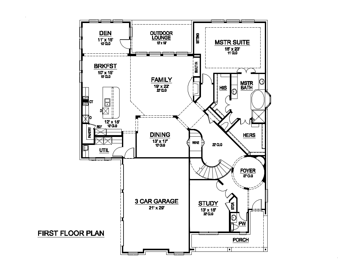 Floor Plan First Story of Luxury Plan #195-1020