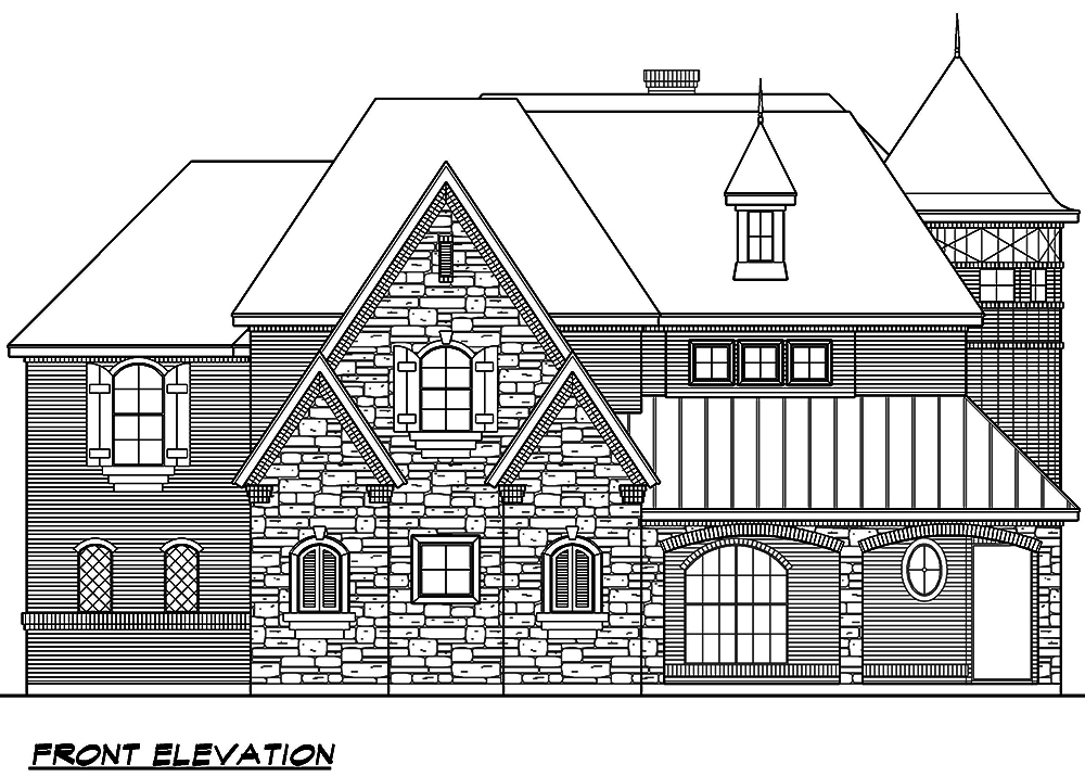 Home Plan Front Elevation of this 4-Bedroom,5101 Sq Ft Plan -195-1021