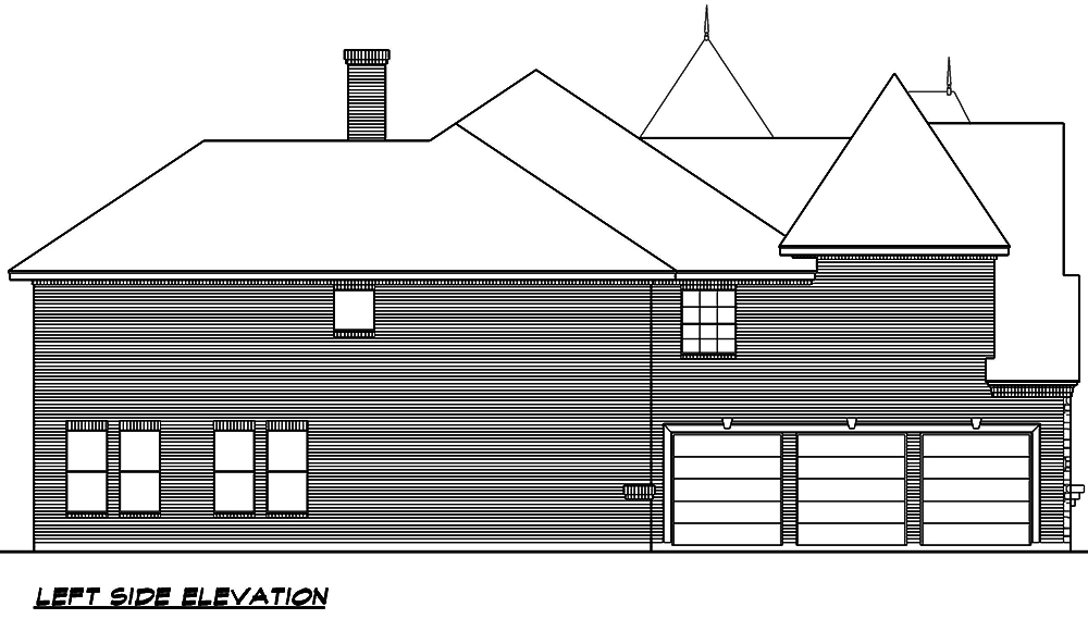 Home Plan Left Elevation of this 4-Bedroom,5101 Sq Ft Plan -195-1021