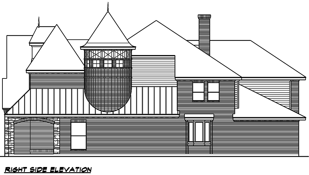 Home Plan Right Elevation of this 4-Bedroom,5101 Sq Ft Plan -195-1021