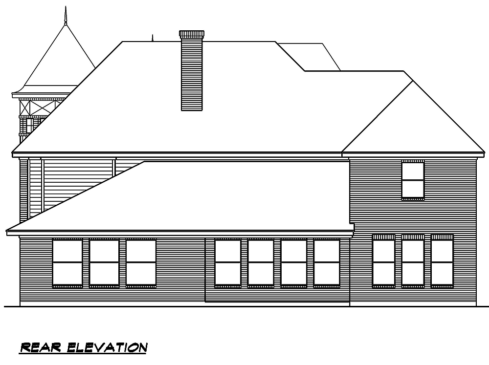 Home Plan Rear Elevation of this 4-Bedroom,5101 Sq Ft Plan -195-1021