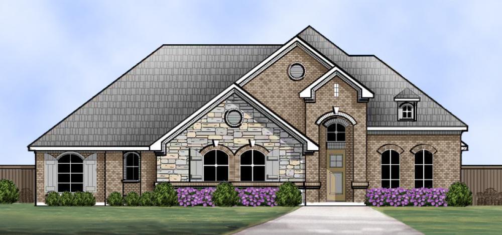 Front rendering of Traditional style home plan (The Plan Collection: House Plan #195-1023).