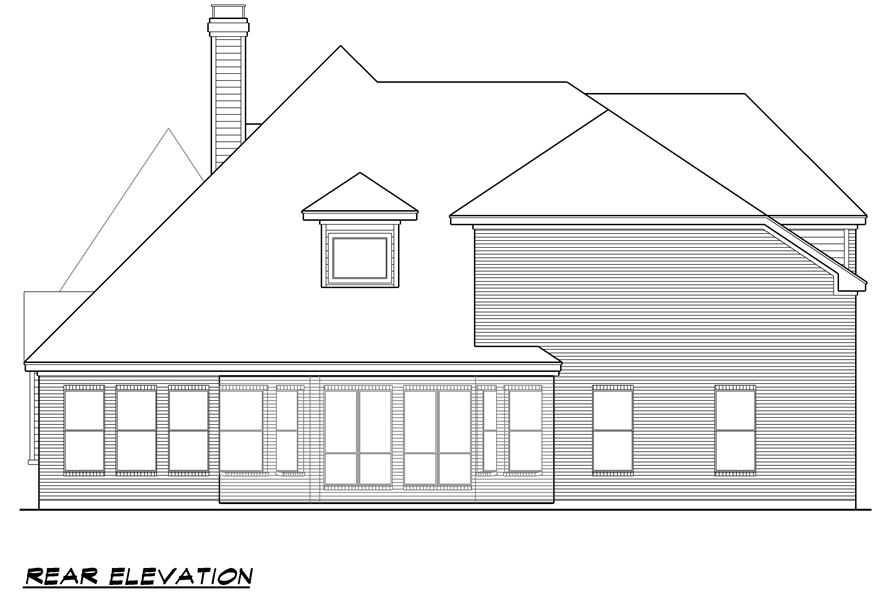 Home Plan Rear Elevation of this 4-Bedroom,4268 Sq Ft Plan -195-1025