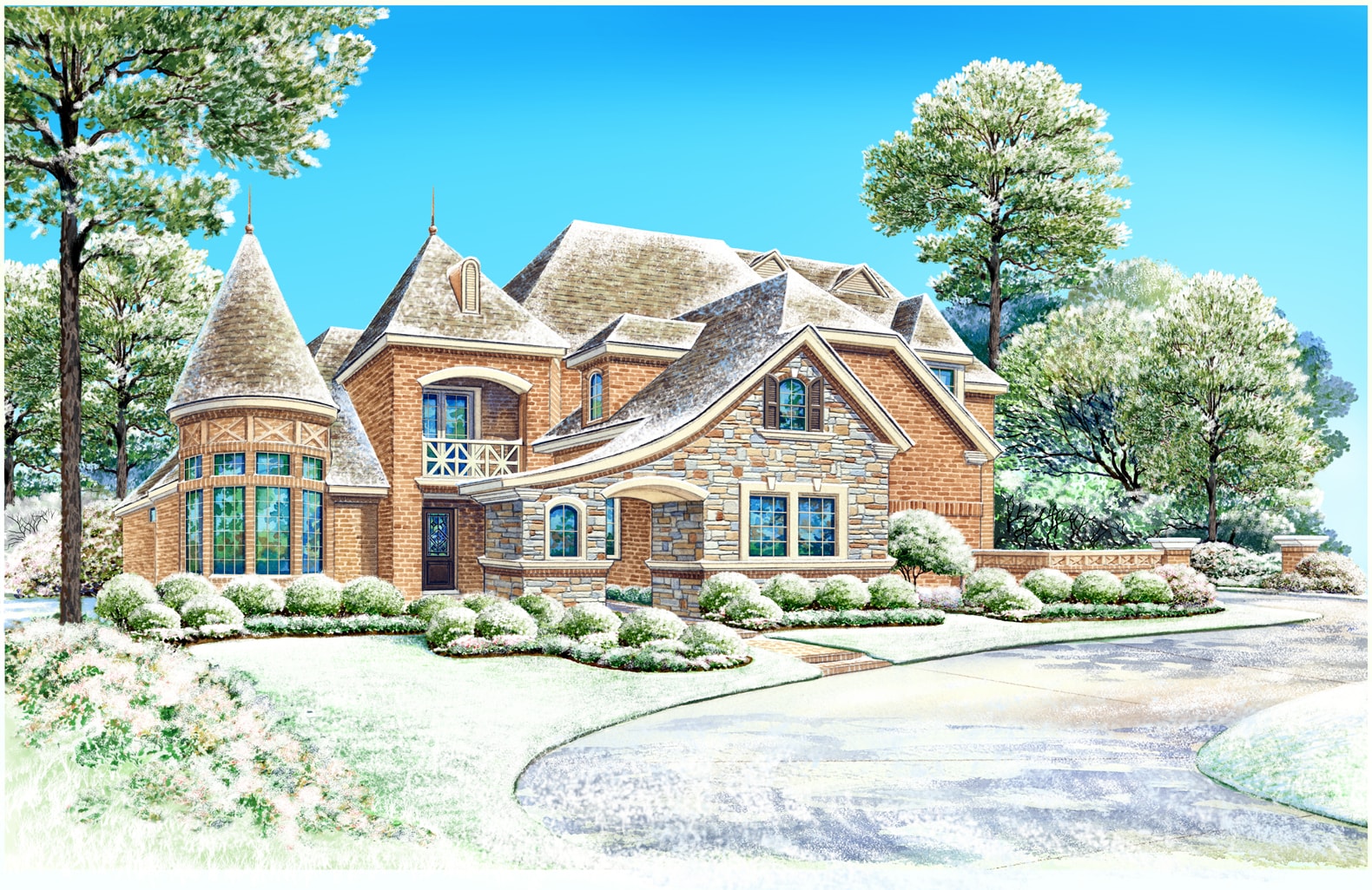 Front View of this 4-Bedroom, 3943 Sq Ft Plan - 195-1027