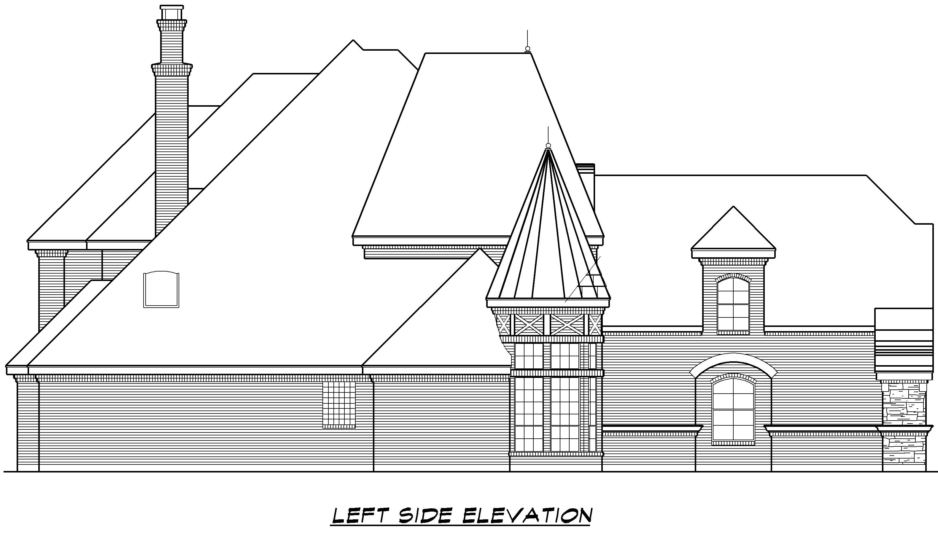 Home Plan Left Elevation of this 4-Bedroom,3943 Sq Ft Plan -195-1027
