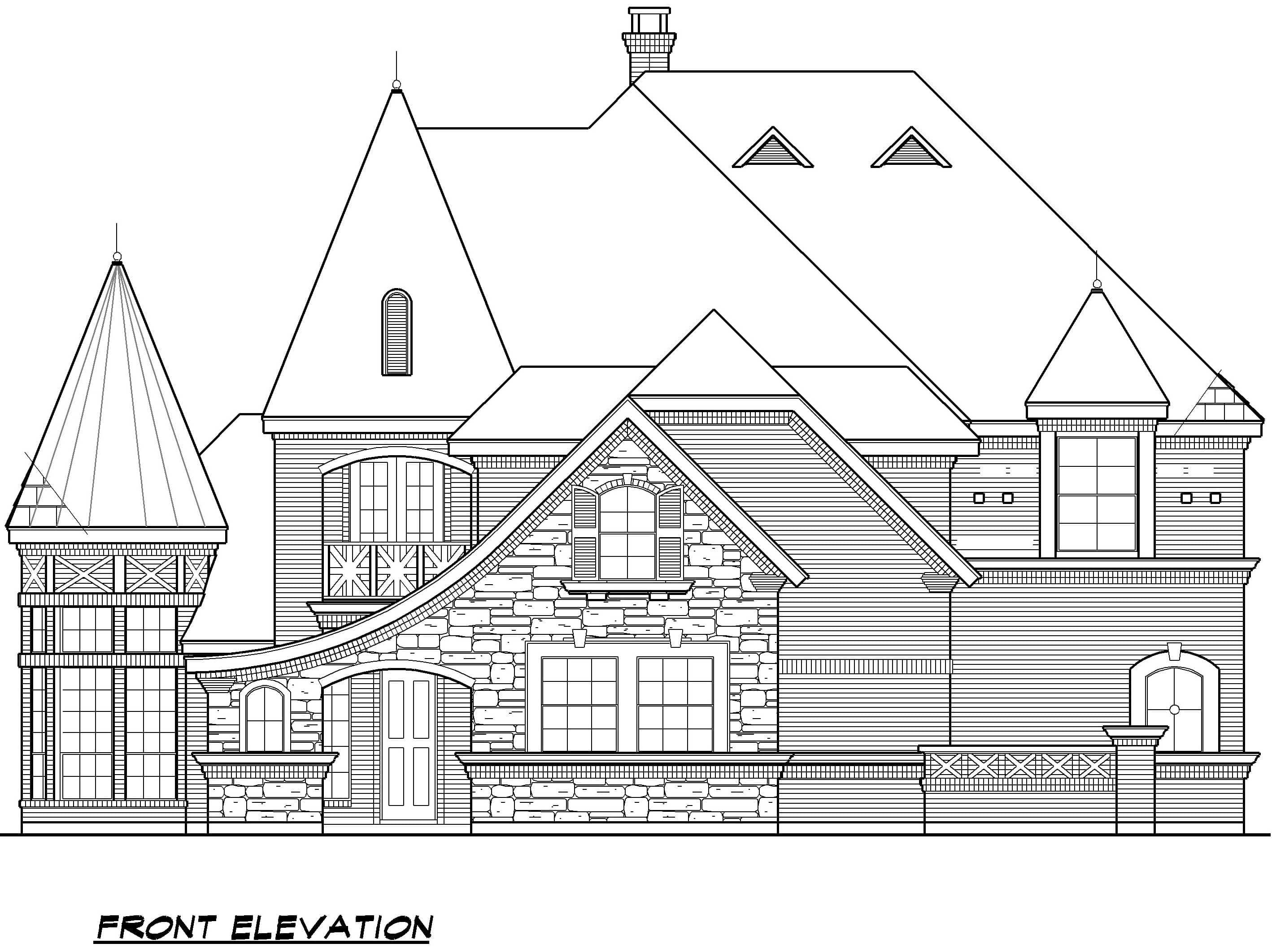 Home Plan Front Elevation of this 4-Bedroom,3943 Sq Ft Plan -195-1027