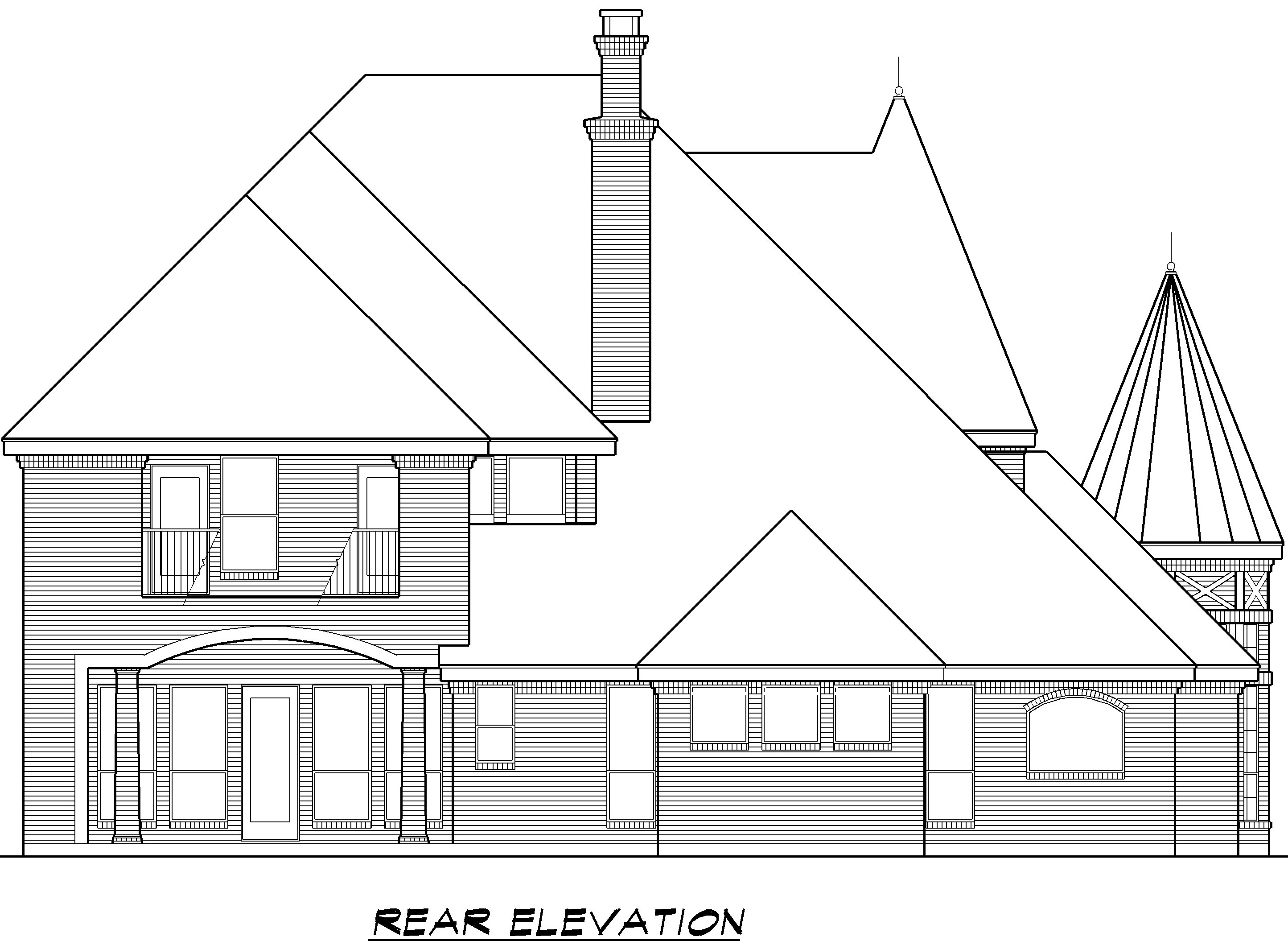 Home Plan Rear Elevation of this 4-Bedroom,3943 Sq Ft Plan -195-1027