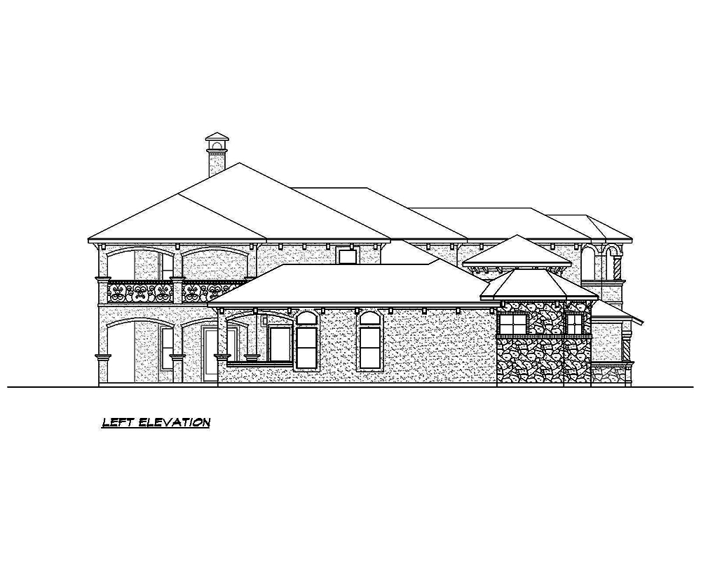 Home Plan Left Elevation of this 3-Bedroom,4310 Sq Ft Plan -195-1028