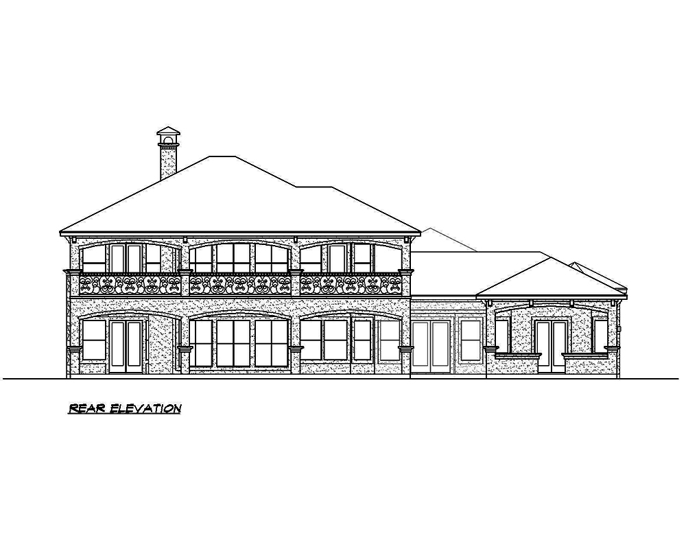 Home Plan Rear Elevation of this 3-Bedroom,4310 Sq Ft Plan -195-1028