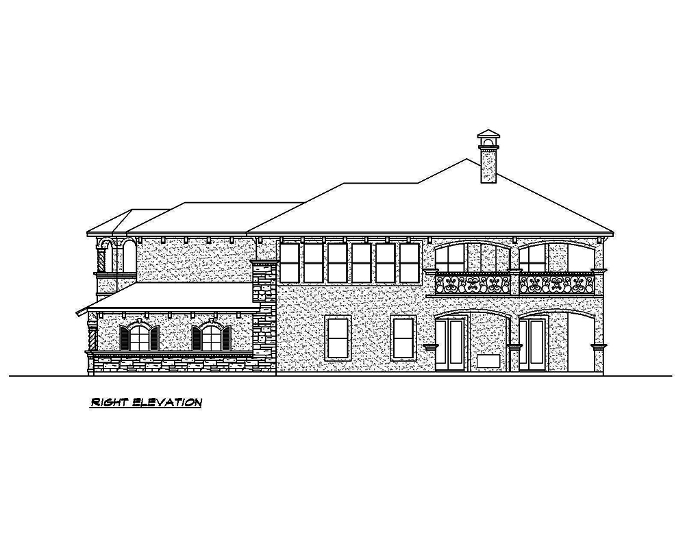 Home Plan Right Elevation of this 3-Bedroom,4310 Sq Ft Plan -195-1028