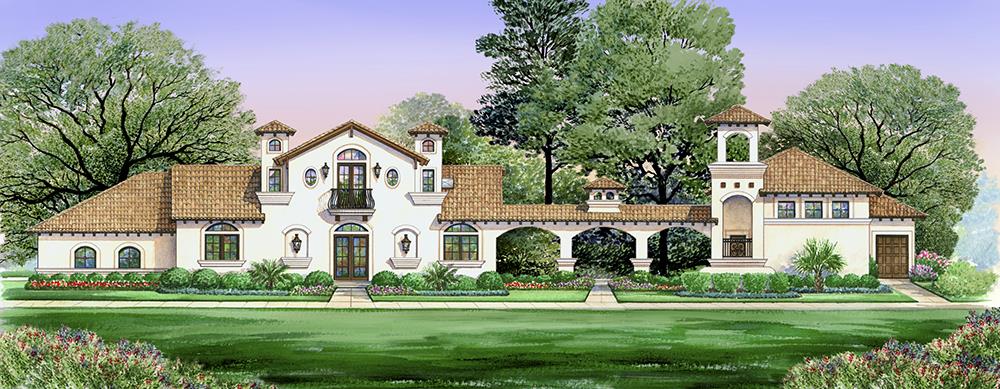 Front elevation of Mediterranean home (ThePlanCollection: House Plan #195-1030)