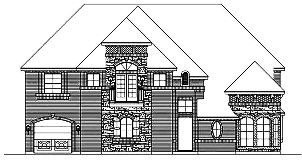 Home Plan Front Elevation of this 5-Bedroom,5193 Sq Ft Plan -195-1037