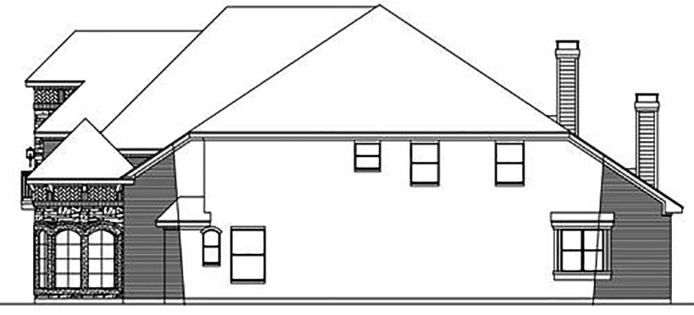 Home Plan Right Elevation of this 5-Bedroom,5193 Sq Ft Plan -195-1037