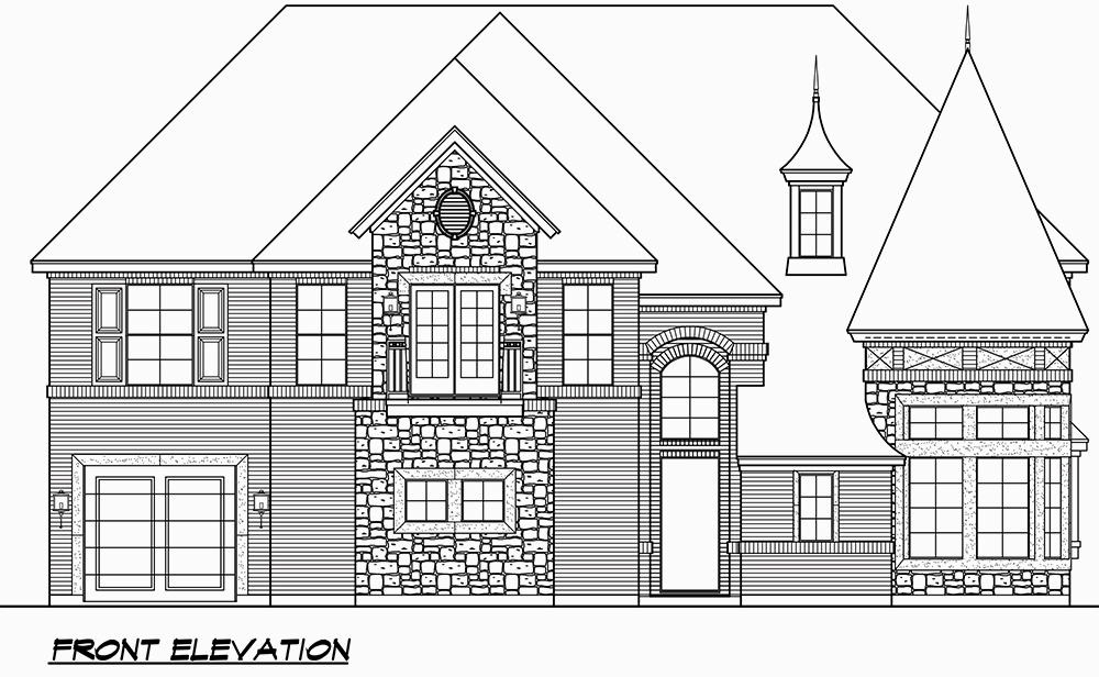Home Plan Front Elevation of this 5-Bedroom,5193 Sq Ft Plan -195-1038