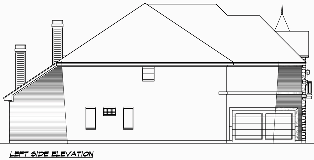 Home Plan Left Elevation of this 5-Bedroom,5193 Sq Ft Plan -195-1038
