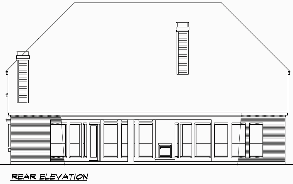 Home Plan Rear Elevation of this 5-Bedroom,5193 Sq Ft Plan -195-1038