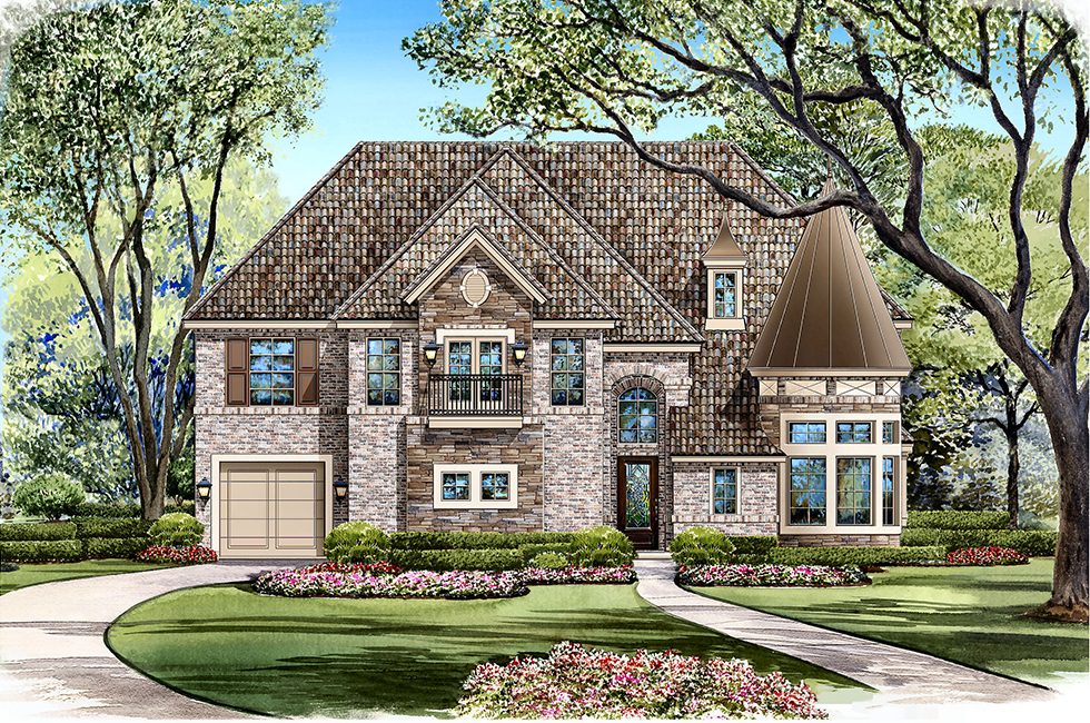 Front elevation of Georgian home (ThePlanCollection: House Plan #195-1038)