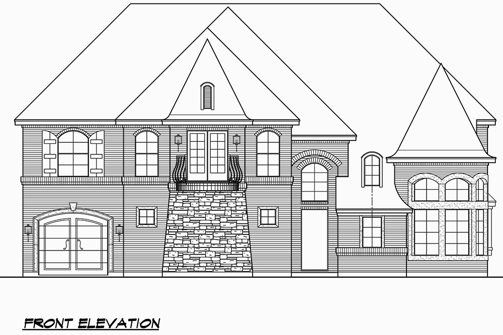 Home Plan Front Elevation of this 5-Bedroom,5193 Sq Ft Plan -195-1039