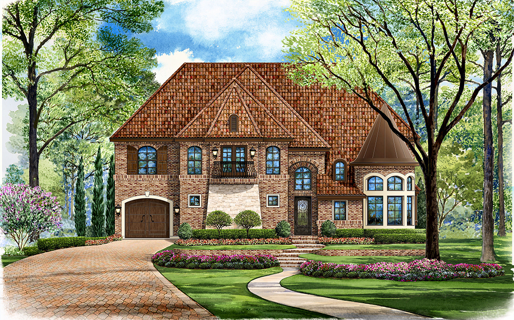 Front elevation of Mediterranean home (ThePlanCollection: House Plan #195-1039)