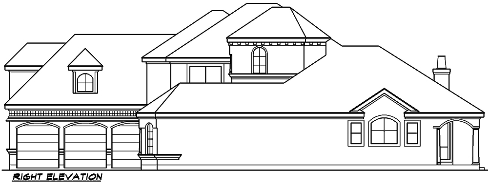 Home Plan Right Elevation of this 3-Bedroom,3685 Sq Ft Plan -195-1042