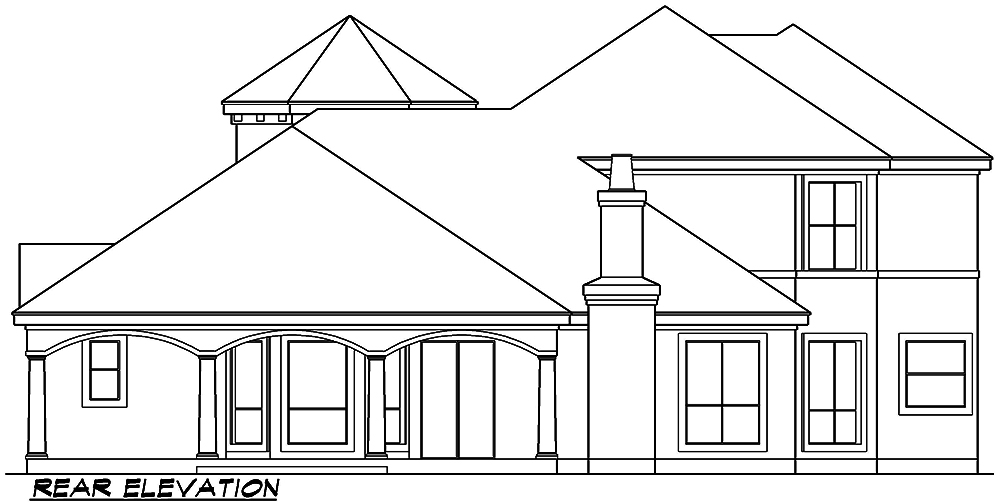 Home Plan Rear Elevation of this 3-Bedroom,3685 Sq Ft Plan -195-1042