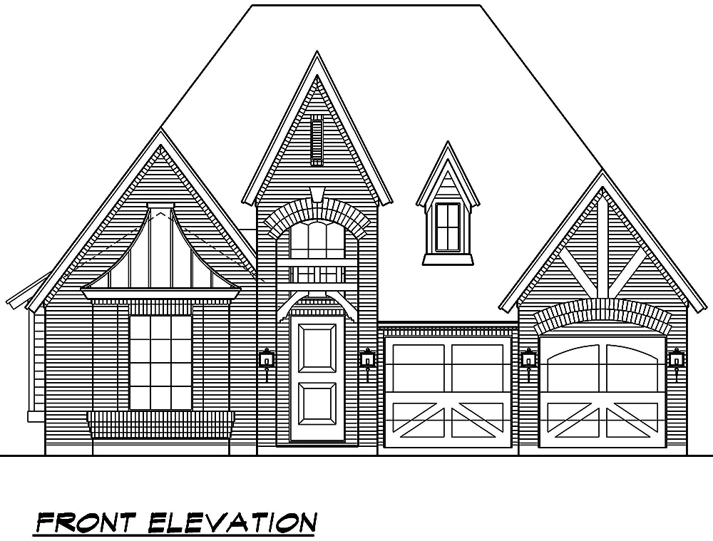 Home Plan Front Elevation of this 3-Bedroom,2640 Sq Ft Plan -195-1044