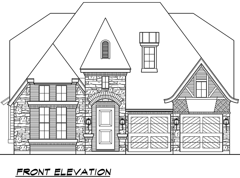 Home Plan Front Elevation of this 3-Bedroom,2640 Sq Ft Plan -195-1045