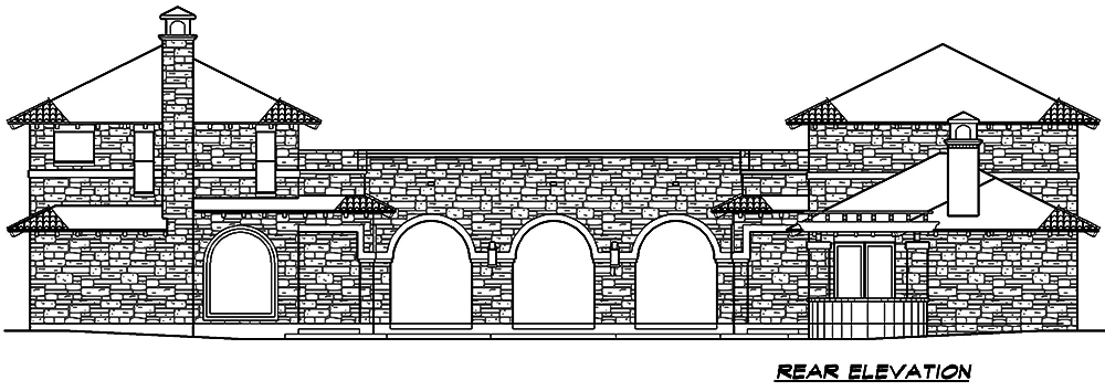 Home Plan Rear Elevation of this 4-Bedroom,3689 Sq Ft Plan -195-1048