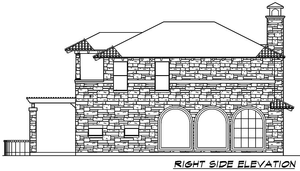 Home Plan Right Elevation of this 4-Bedroom,3689 Sq Ft Plan -195-1048