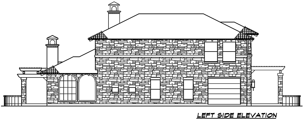 Home Plan Left Elevation of this 4-Bedroom,3689 Sq Ft Plan -195-1048