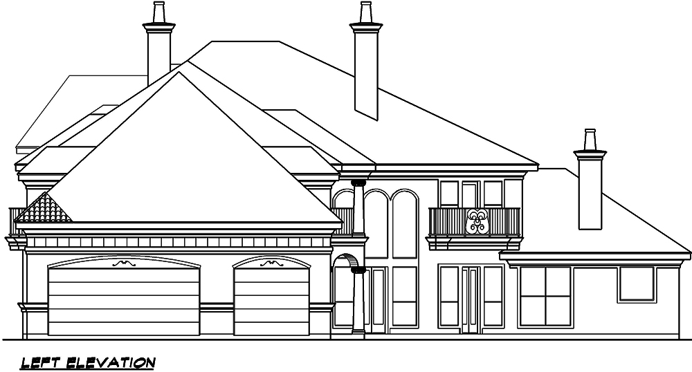 Home Plan Left Elevation of this 5-Bedroom,5057 Sq Ft Plan -195-1050
