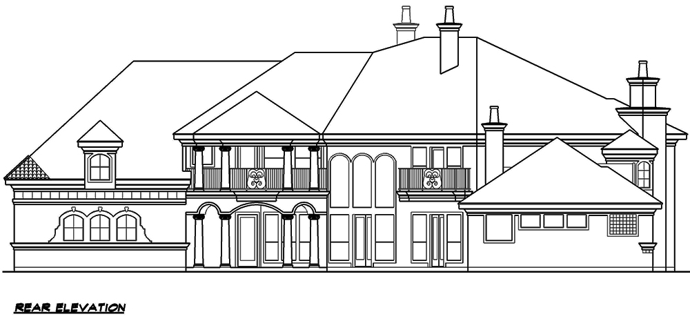Home Plan Rear Elevation of this 5-Bedroom,5057 Sq Ft Plan -195-1050