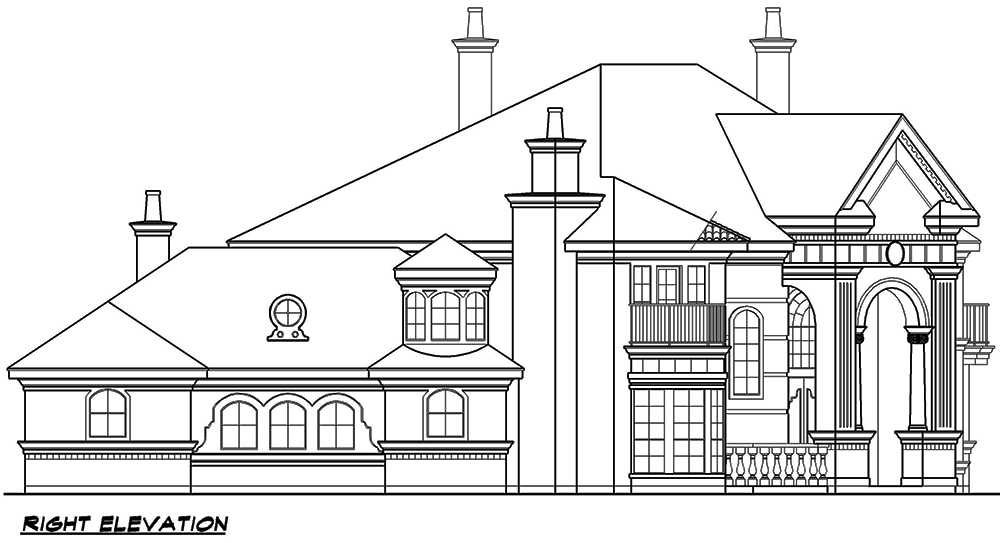 Home Plan Right Elevation of this 5-Bedroom,5057 Sq Ft Plan -195-1050