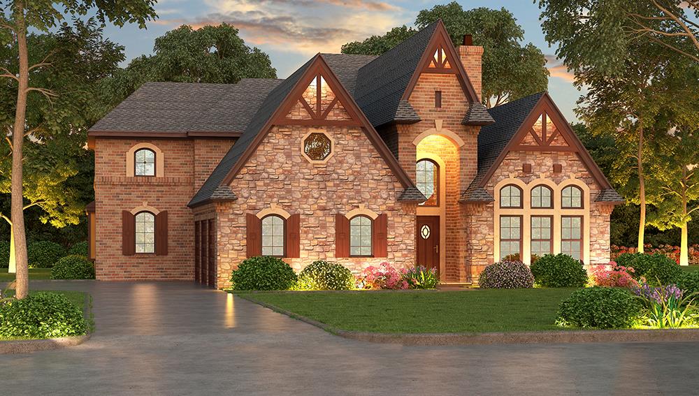 Front View of this 4-Bedroom, 4897 Sq Ft Plan - 195-1056