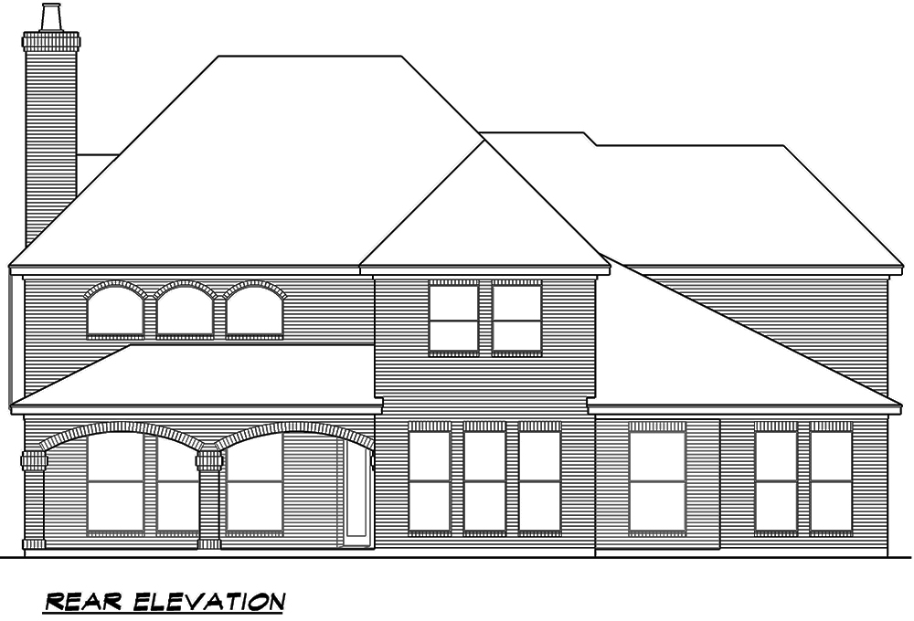 Home Plan Rear Elevation of this 4-Bedroom,4897 Sq Ft Plan -195-1056