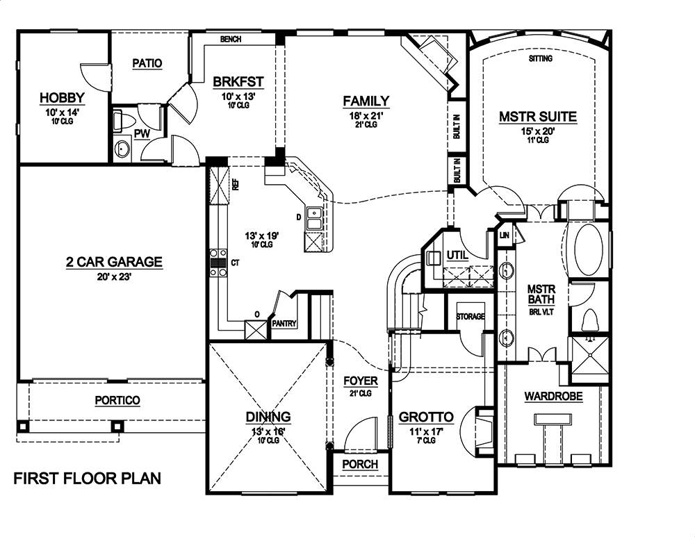 Floor Plan First Story of Mediterranean Plan #195-1065