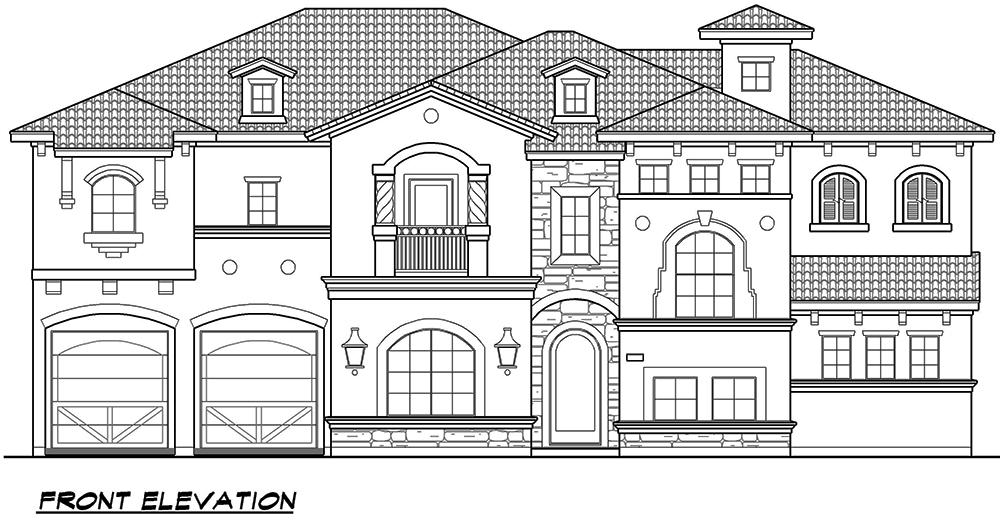 Home Plan Front Elevation of this 4-Bedroom,4427 Sq Ft Plan -195-1065