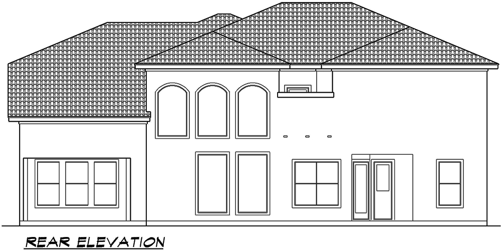 Home Plan Rear Elevation of this 4-Bedroom,4427 Sq Ft Plan -195-1065