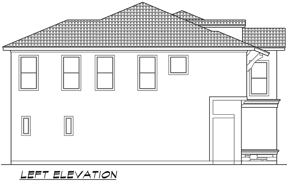 Home Plan Left Elevation of this 4-Bedroom,4427 Sq Ft Plan -195-1065