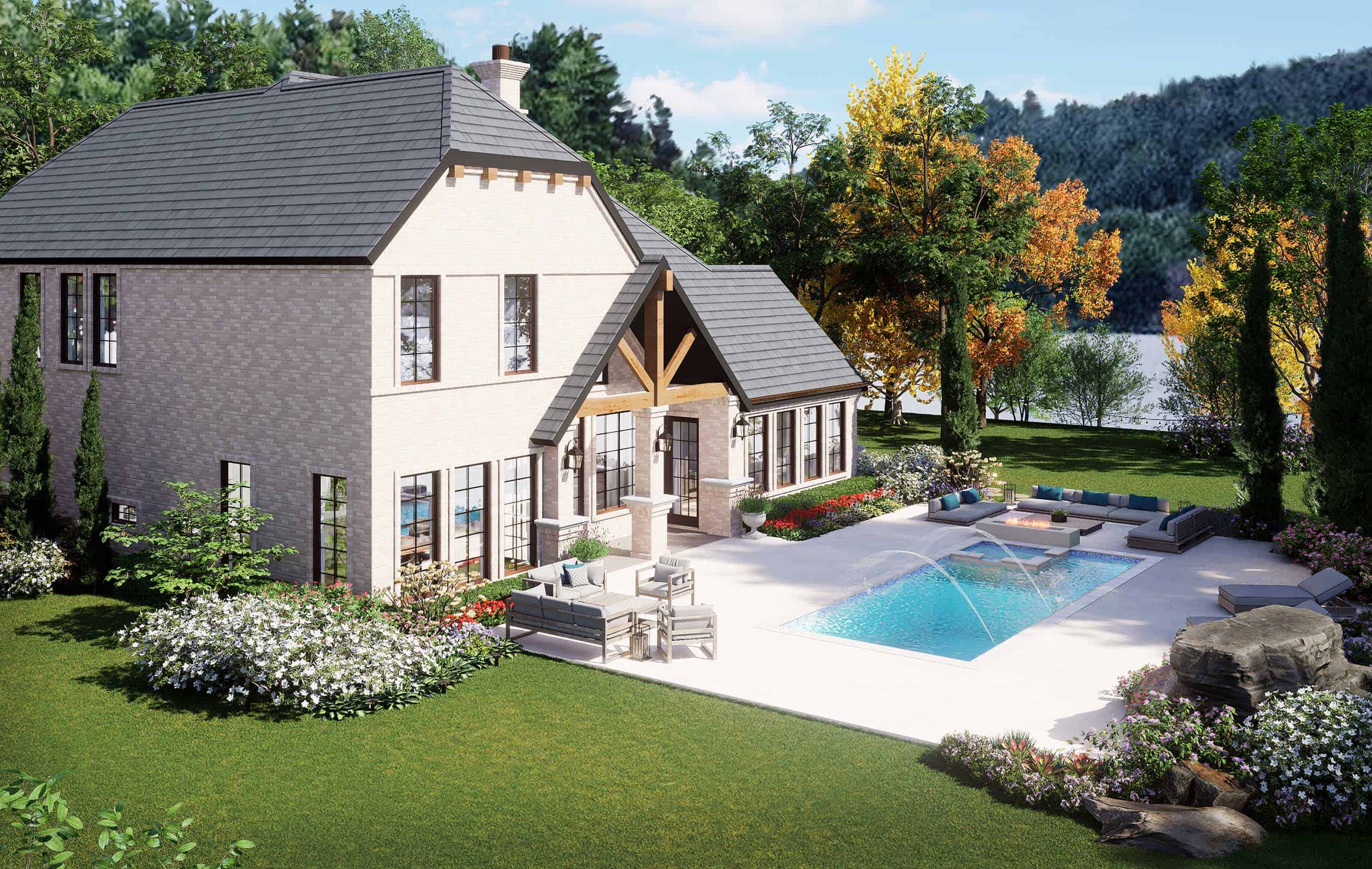 Rear View of this 3-Bedroom,3047 Sq Ft Plan -195-1067