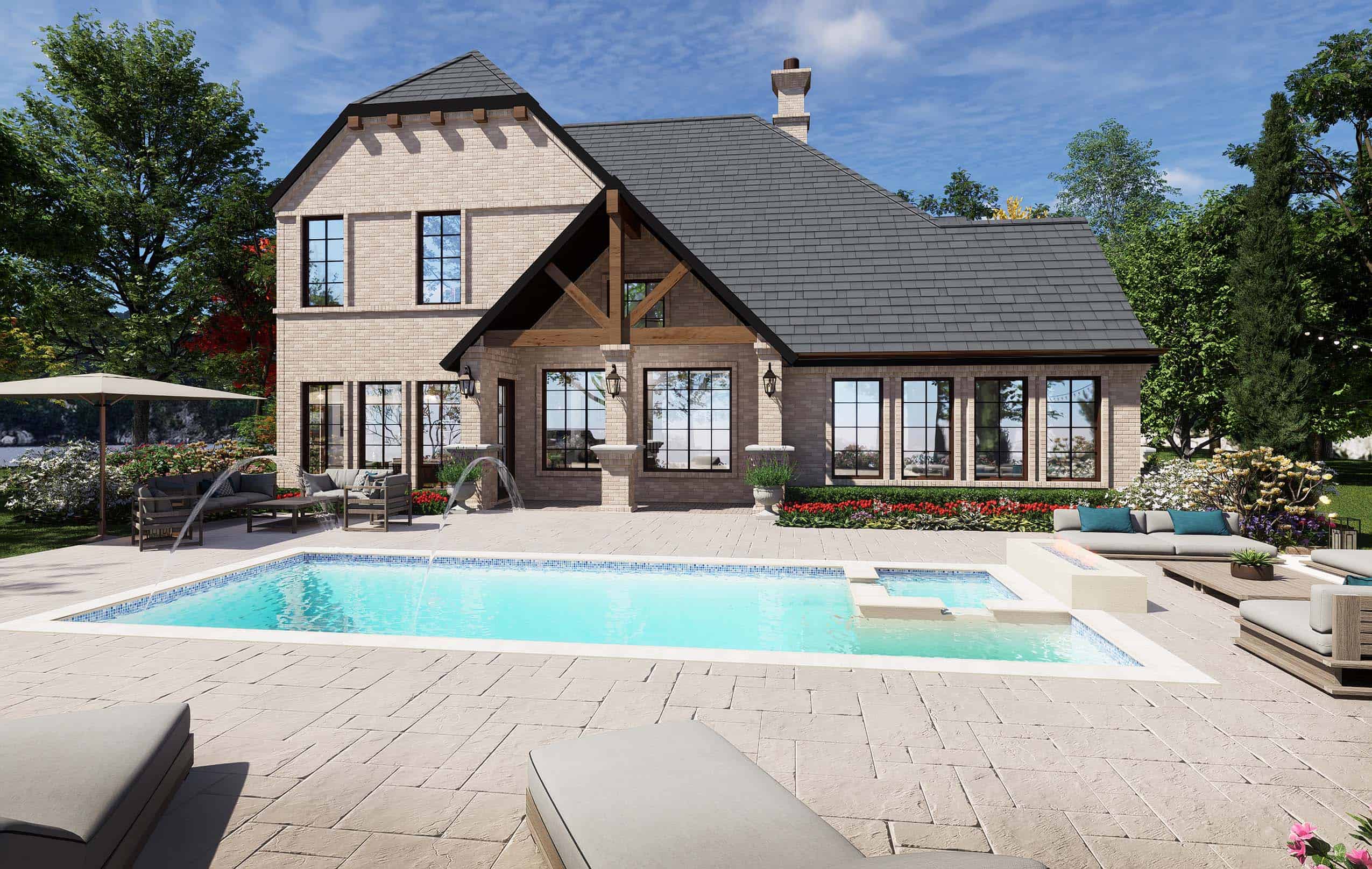 Rear View of this 3-Bedroom,3047 Sq Ft Plan -195-1067