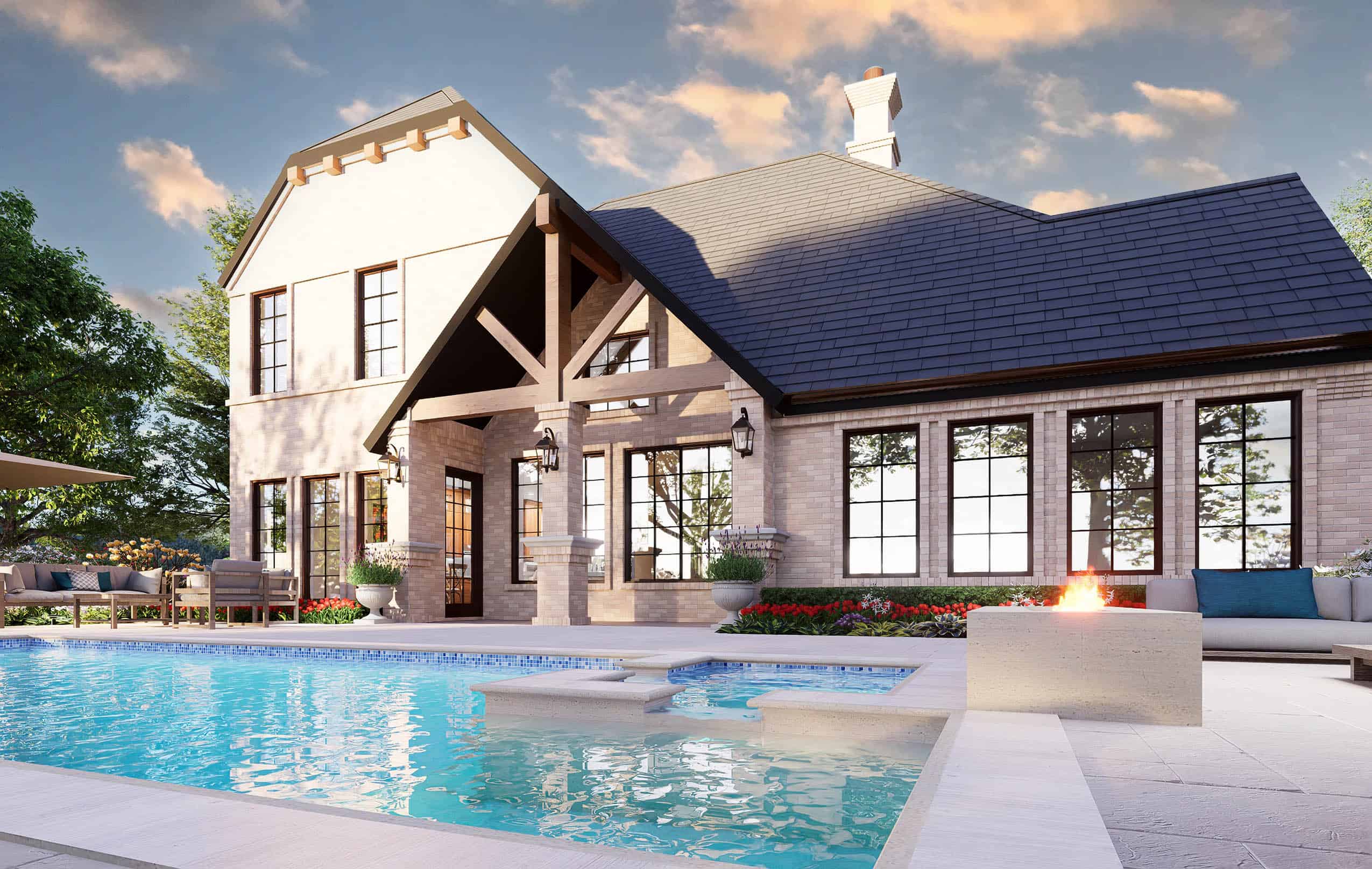 Home Plan Rear Elevation of this 3-Bedroom,3047 Sq Ft Plan -195-1067