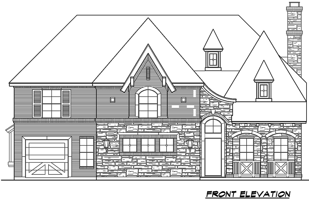 Home Plan Front Elevation of this 5-Bedroom,5297 Sq Ft Plan -195-1069