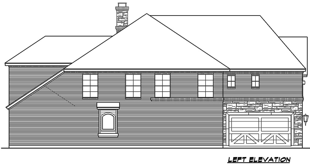 Home Plan Left Elevation of this 5-Bedroom,5297 Sq Ft Plan -195-1069