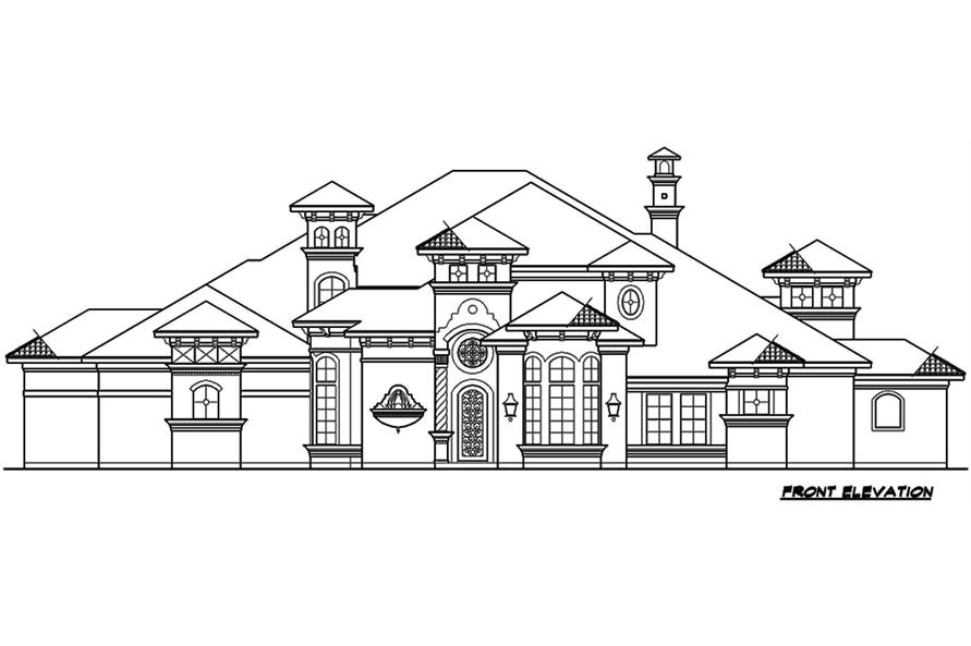Home Plan Front Elevation of this 4-Bedroom,4623 Sq Ft Plan -195-1070