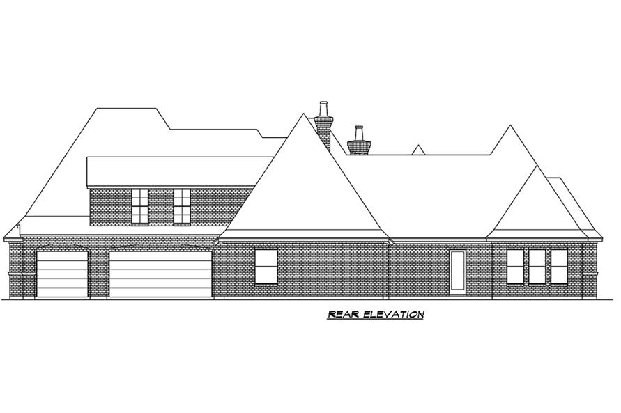 Home Plan Rear Elevation of this 3-Bedroom,3001 Sq Ft Plan -195-1072