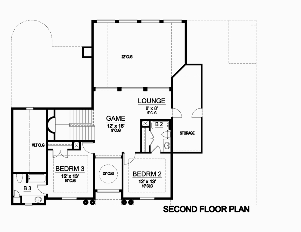 Floor Plan Second Story of Mediterranean Plan #195-1080