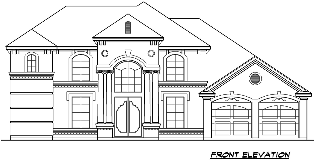 Home Plan Front Elevation of this 3-Bedroom,3381 Sq Ft Plan -195-1080