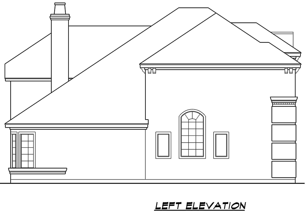 Home Plan Left Elevation of this 3-Bedroom,3381 Sq Ft Plan -195-1080