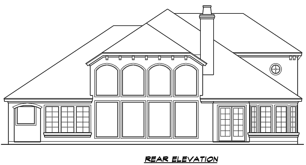Home Plan Rear Elevation of this 3-Bedroom,3381 Sq Ft Plan -195-1080